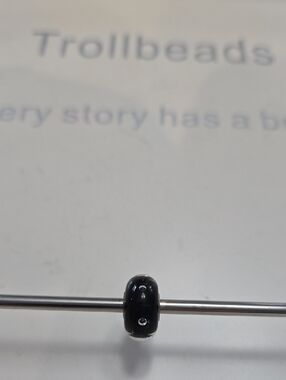 Trollbeads Black Glass Bead with Clear Dot Accents
